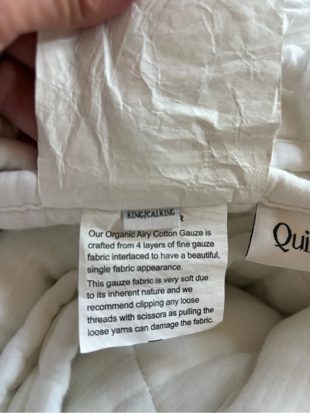 Quince Organic Airy Gauze Box Quilt White King/Cal King NWT Luxury Bedding